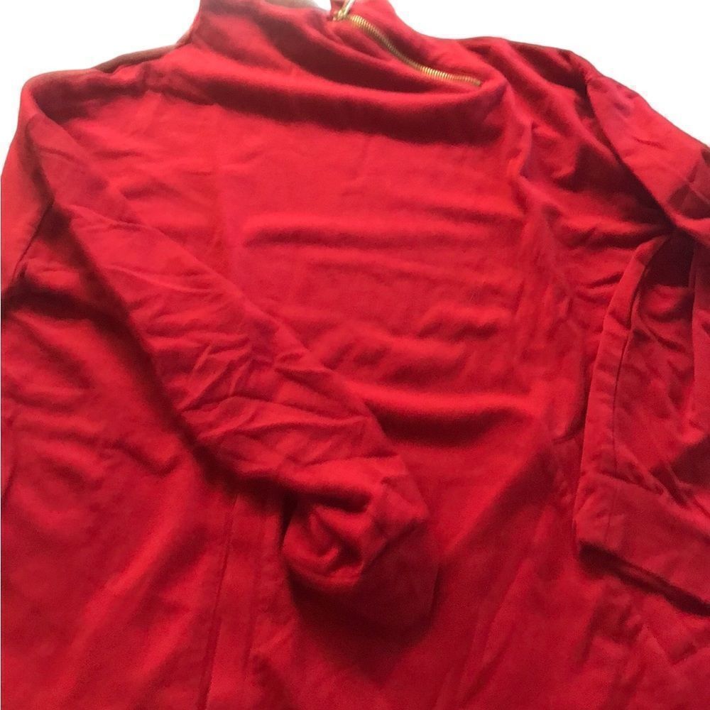Michael Kors size large red sweatshirt style top gold zipper accent worn once